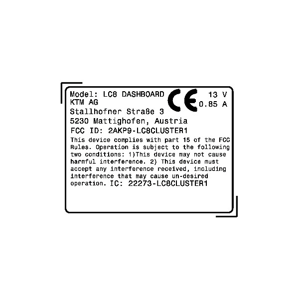 KTM Radio certification label